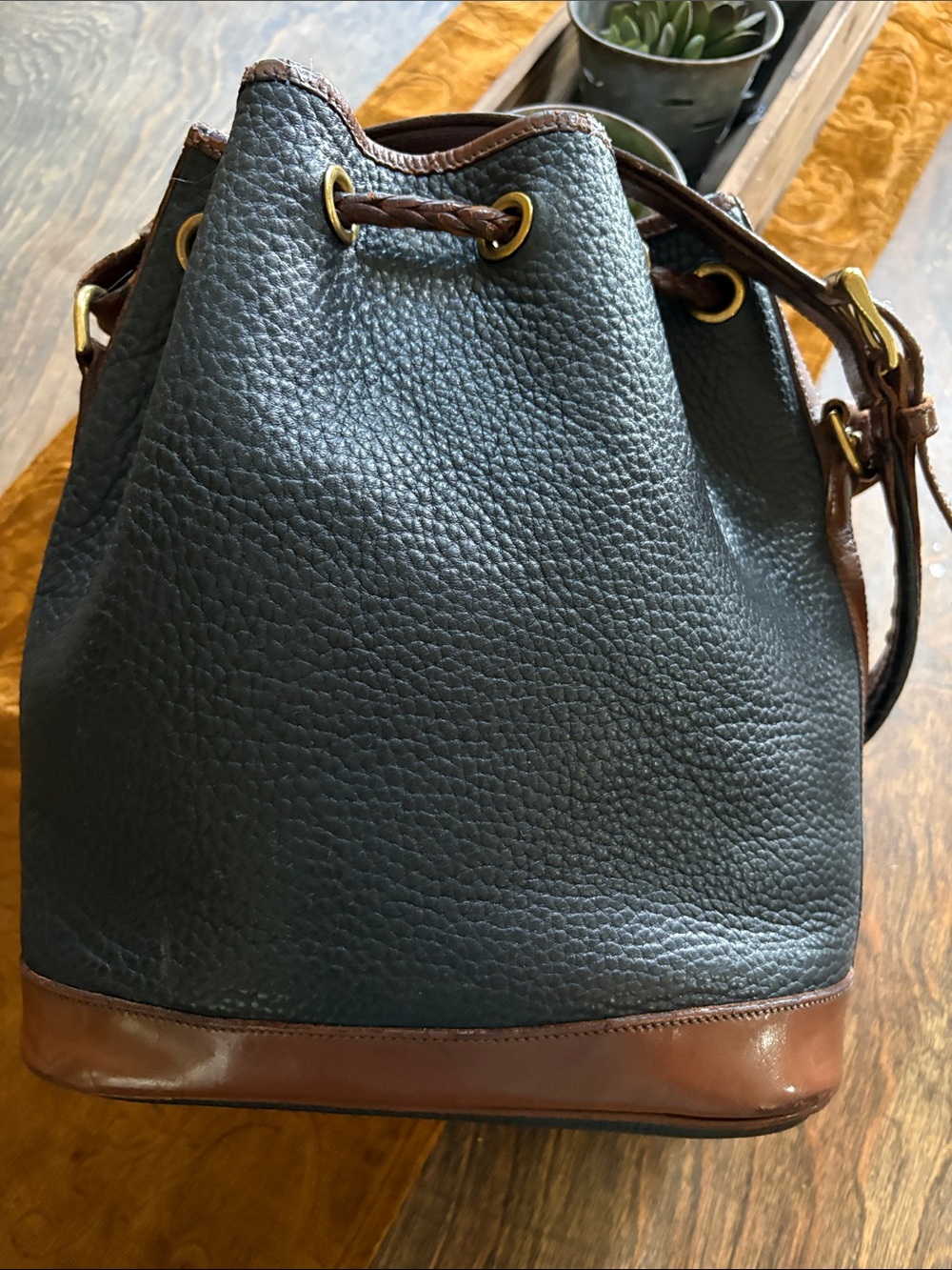 Vintage, Dooney & Bourke Pebble Leather Drawstring Bucket Bag - Picture 5 of 15